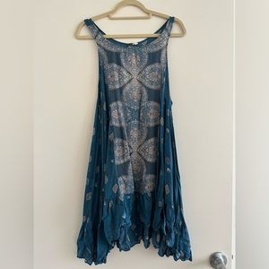 Free People Teal Blue Paisley Swing Dress